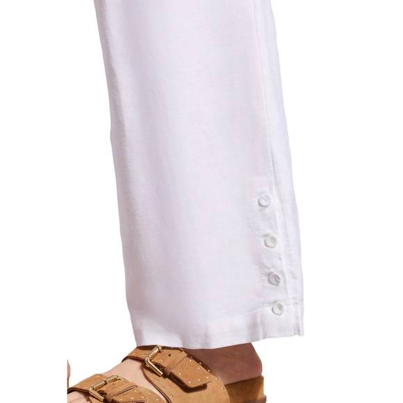 NEW TRIBAL linen pull on pant with buttons in white - Picture 4 of 4